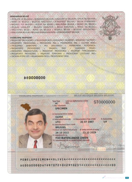 Download Belgium emergency passport Photoshop template